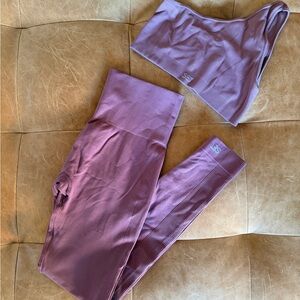 Set Active Women's One-Shoulder Bralette and yoga pant set - Mauve size small